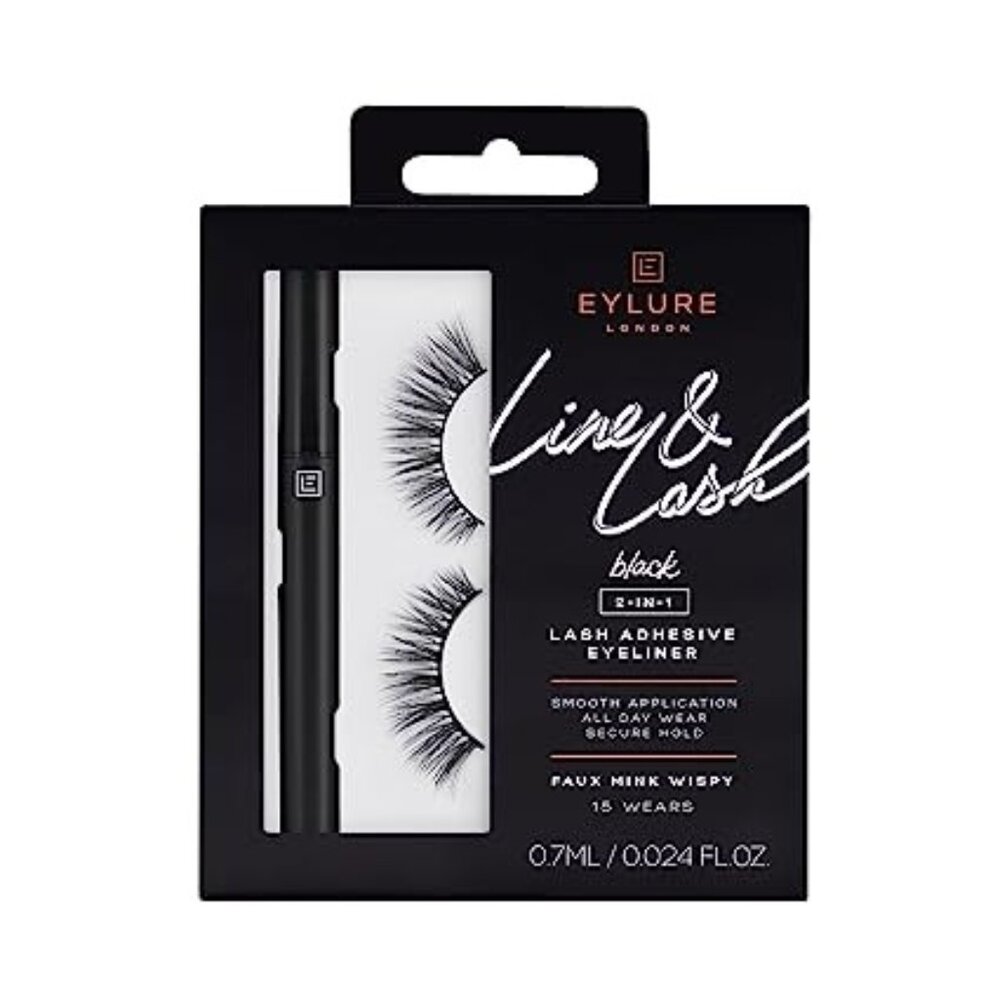 Eylure Line & Lash Faux Mink Wipsy False Eyelashes with Adhesive Pen - Black